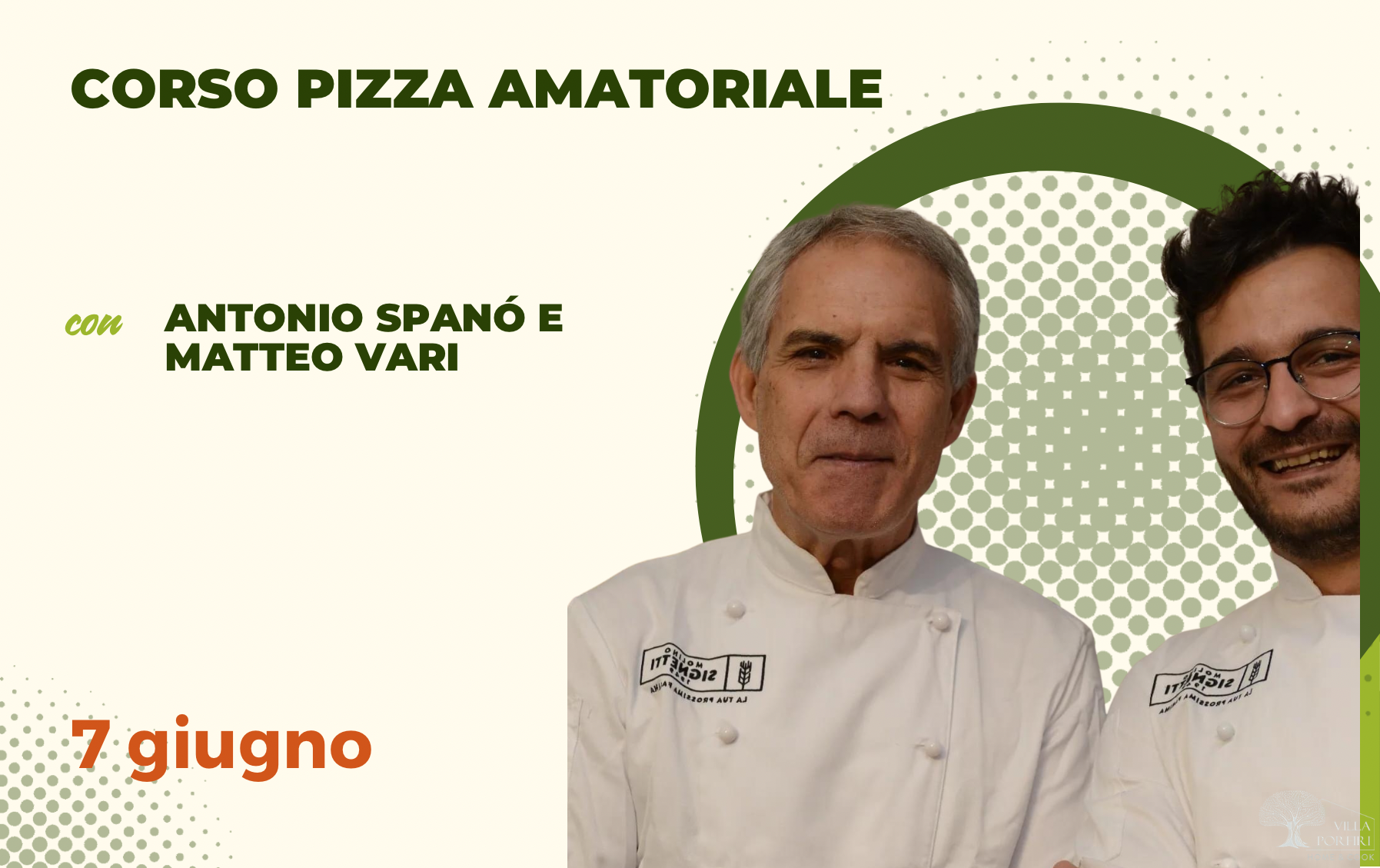 Corso di pizza amatoriale a Villa Porfiri con Antonio Spanò e Matteo Vari durante la preparazione della pizza in teglia. Corso di pizza amatoriale a Villa Porfiri con Antonio Spanò e Matteo Vari durante la preparazione della pizza in teglia.